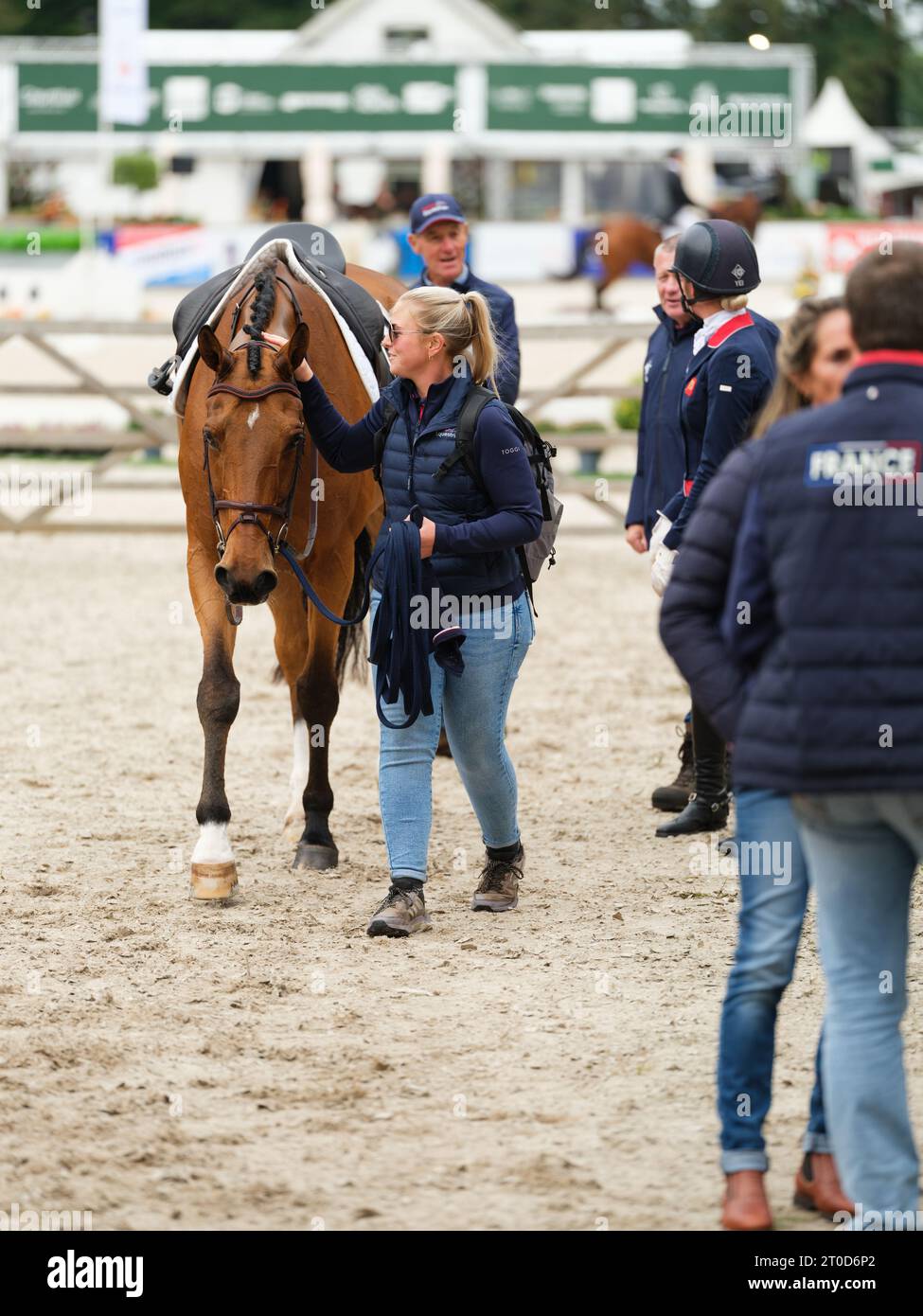 Yasmin INGHAM von Großbritannien mit Rehy DJ während der Dressur bei den Boekelo Horse Trials CCIO 4*-NC-L am 5. Oktober 2023, Niederlande (Foto: Maxime David/MXIMD Pictures - mximd.com) Stockfoto