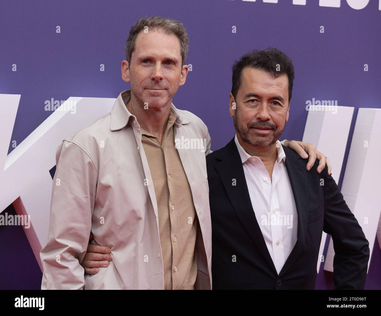 London, Großbritannien. Oktober 2023. Kirk Baxter und Ren Klyce besuchen DAS KILLER - 67th BFI London Film Festival Red Carpet Arrivals im Southbank Centre, Royal Festival Hall in London. Quelle: S.A.M./Alamy Live News Stockfoto