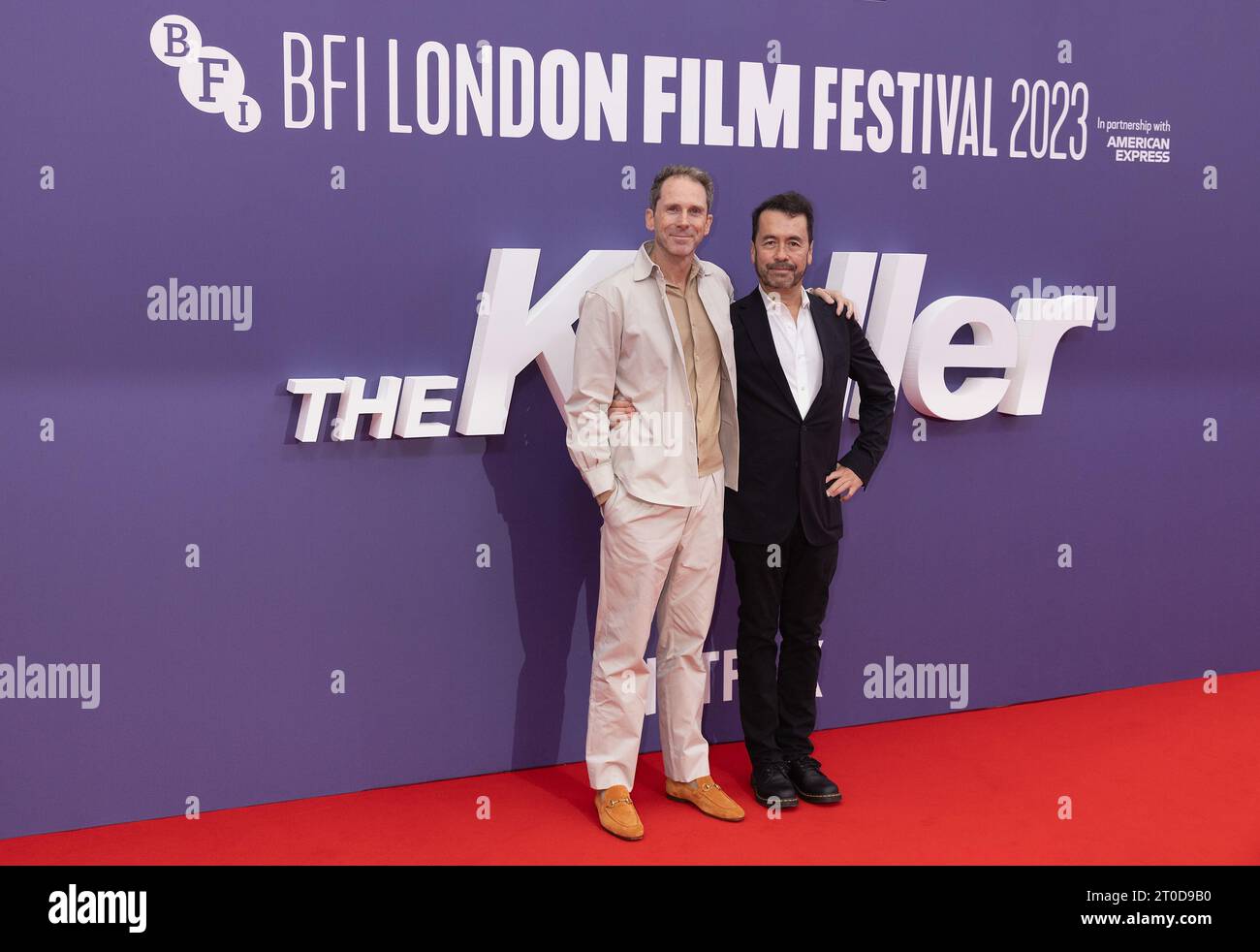 London, Großbritannien. Oktober 2023. Kirk Baxter und Ren Klyce besuchen DAS KILLER - 67th BFI London Film Festival Red Carpet Arrivals im Southbank Centre, Royal Festival Hall in London. Quelle: S.A.M./Alamy Live News Stockfoto