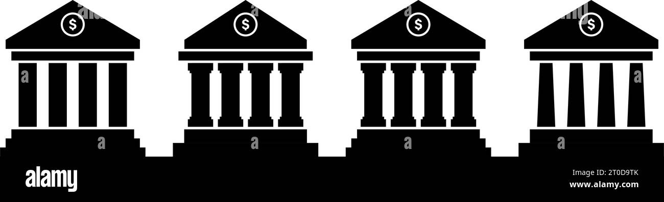 Bank Symbolsatz einfaches Design Stock Vektor
