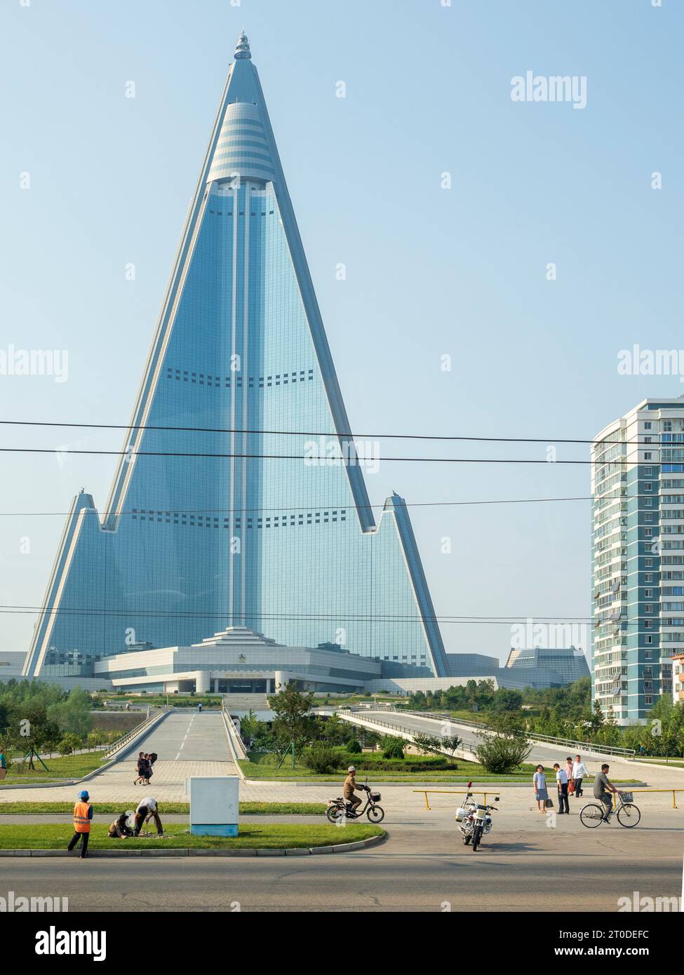 Das berühmte pyramidenförmige Ryugyong Hotel in Pyongyang, der Hauptstadt Nordkoreas Stockfoto