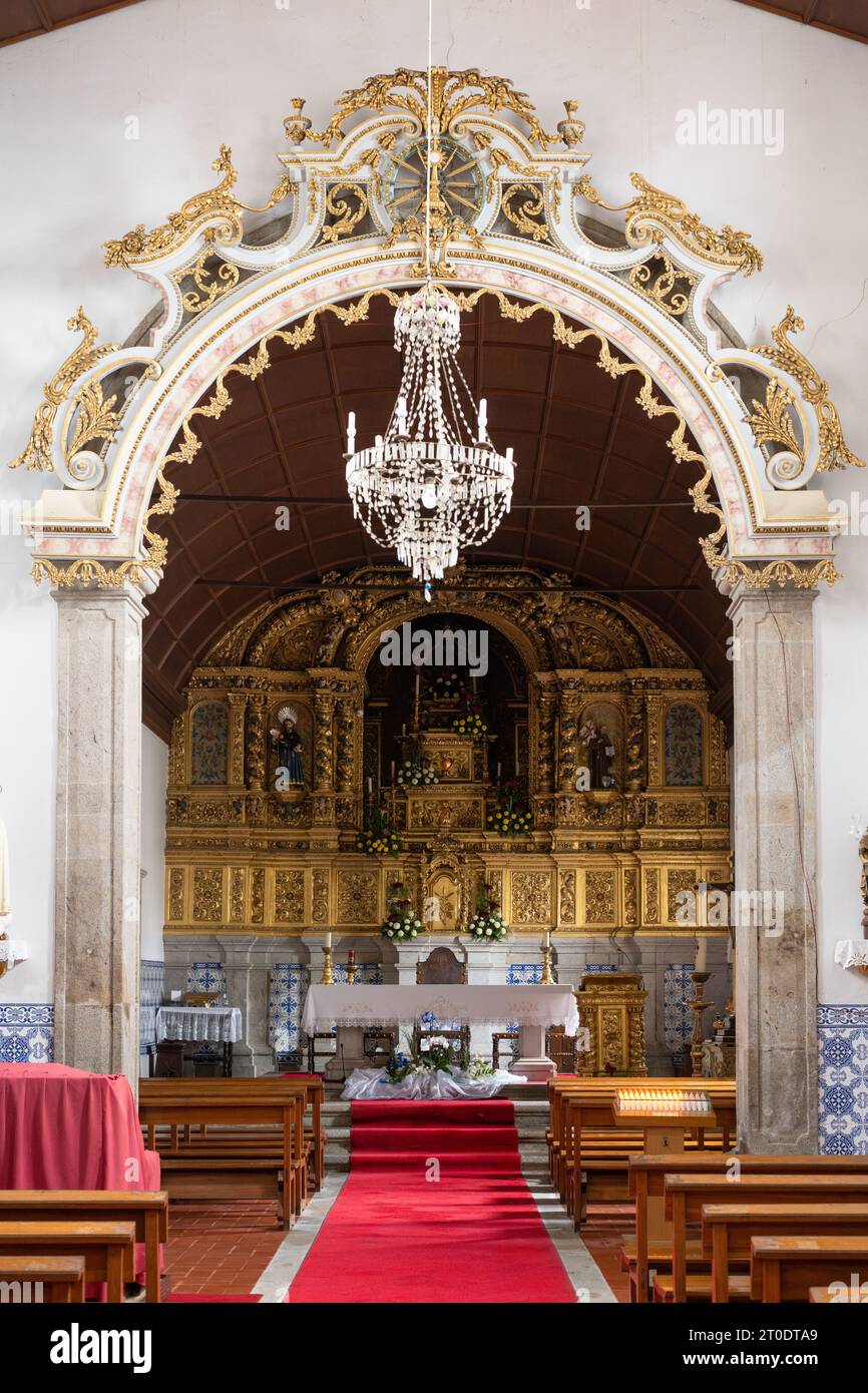 Kirche Santiago de Castelo de Neiva an der portugiesischen Küstenstraße des Jakobsweges, Castelo do Neiva, Portugal Stockfoto