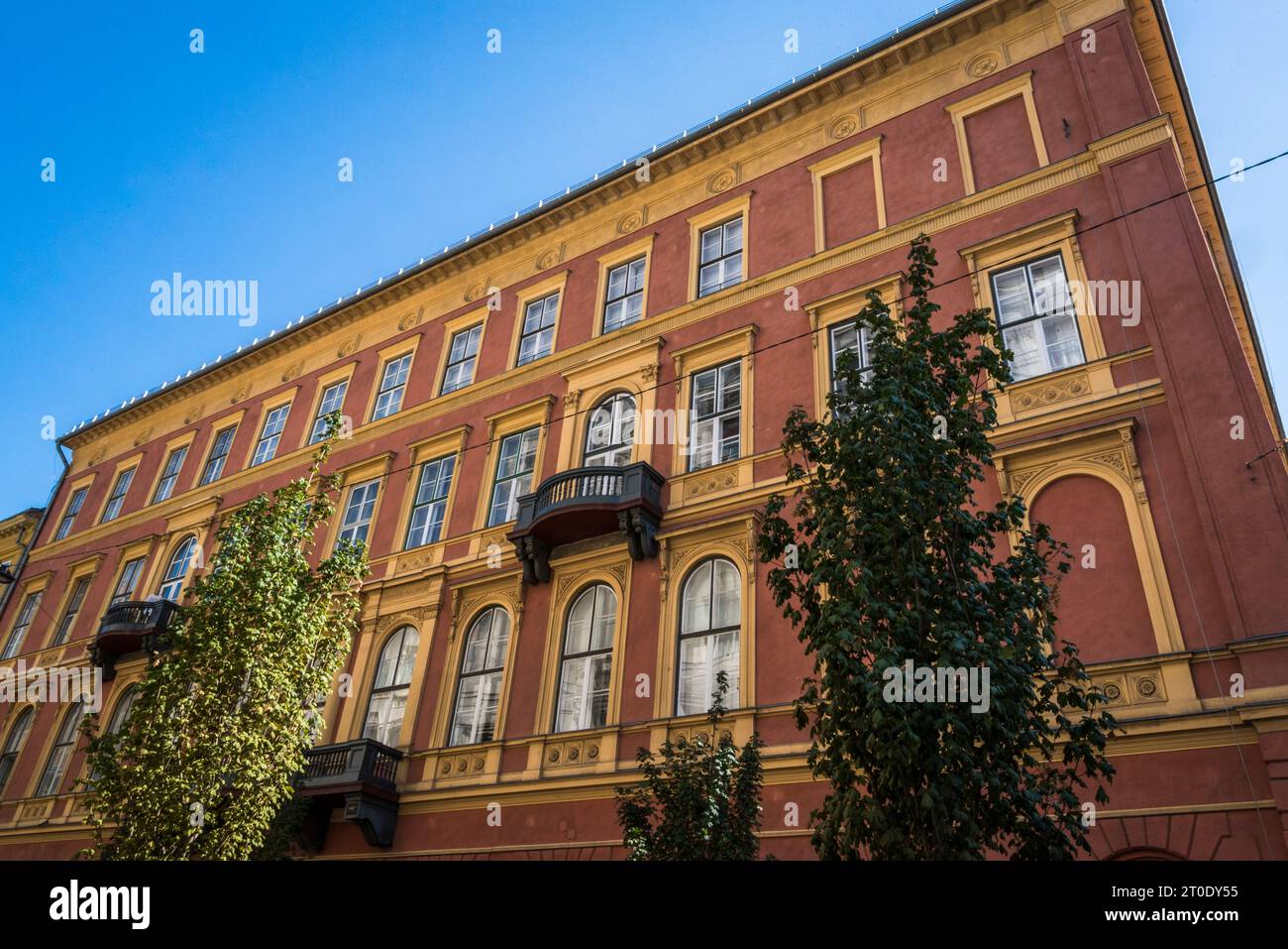 Wunderschönes Haus an der coney of Nador Street und Arany Janos Street Budapest, Ungarn Stockfoto