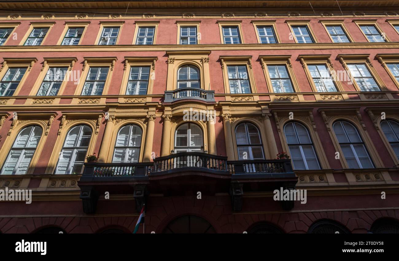 Wunderschönes Haus an der coney of Nador Street und Arany Janos Street Budapest, Ungarn Stockfoto
