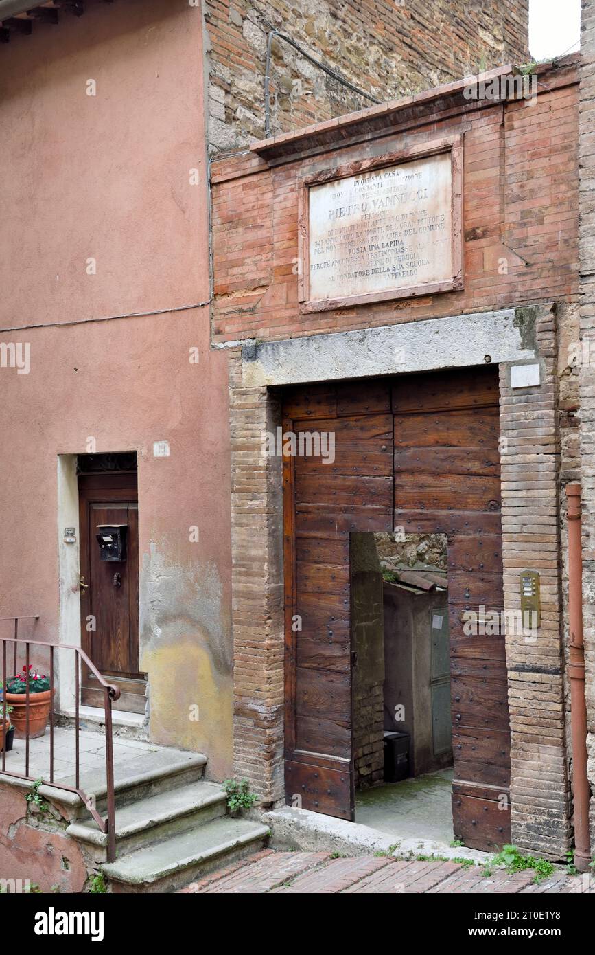 Perugia (Umbrien - PG), Via Deliziosa 17 (Haus von Perugino) Stockfoto
