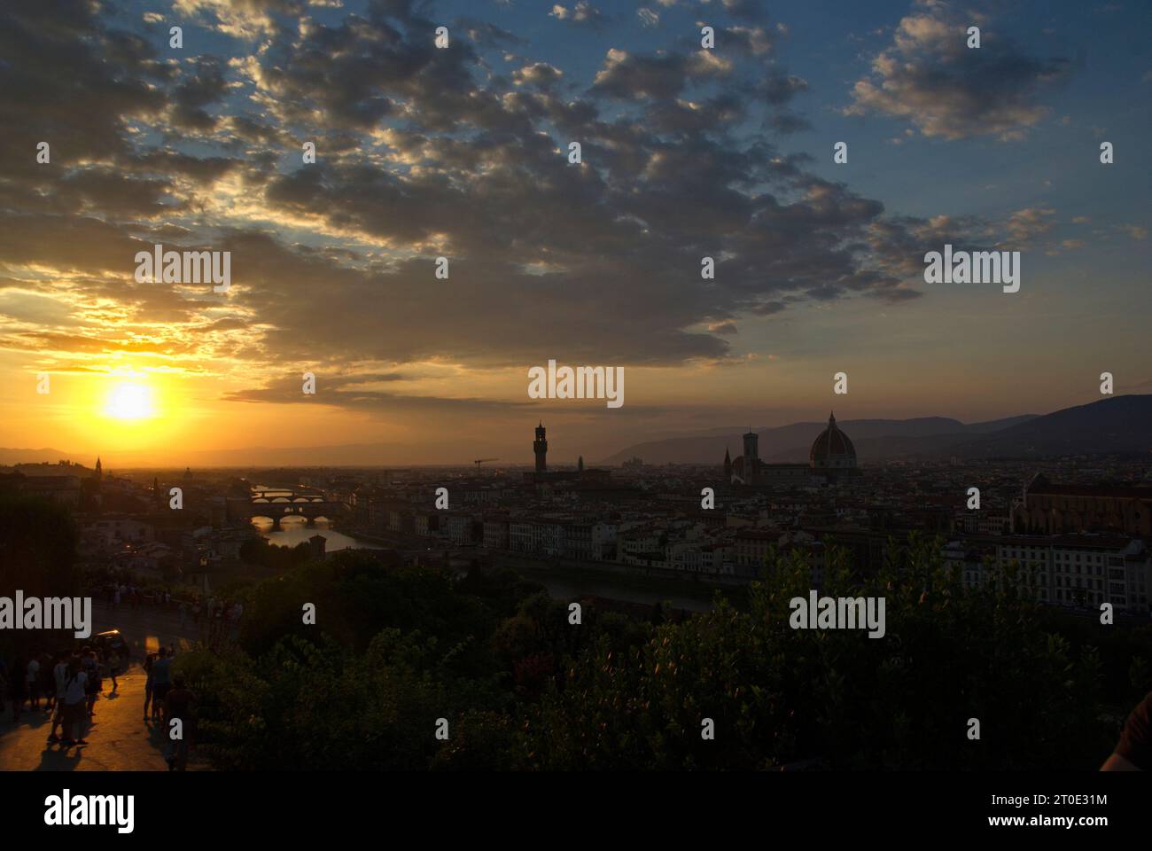 tramonto sulla città di Firenze Stockfoto