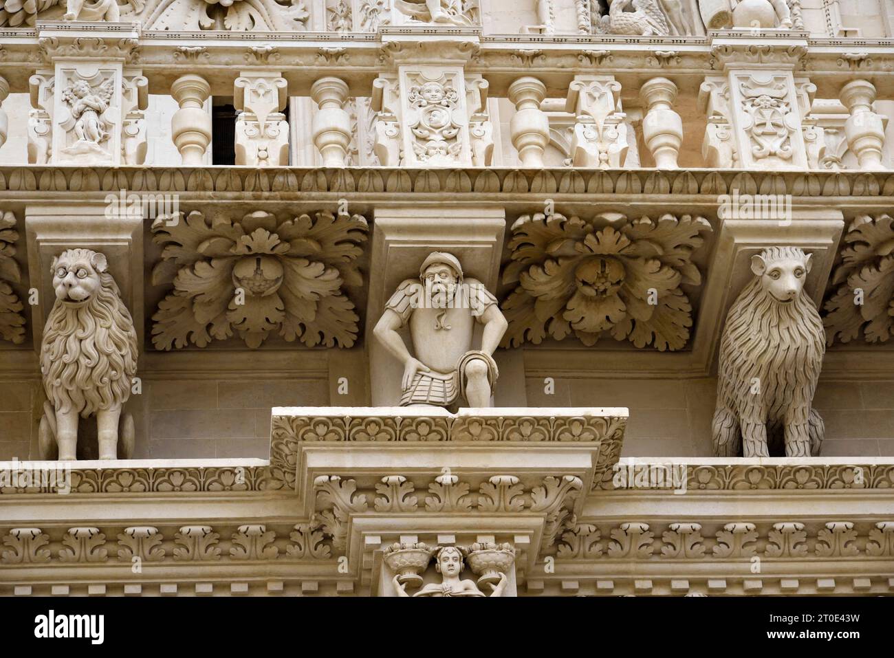 Lecce (Italien, Apulien, Provinz Lecce) Kirche Santa Croce, Fassade Stockfoto