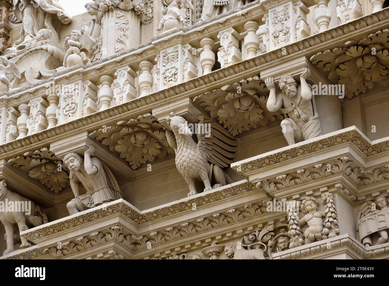 Lecce (Italien, Apulien, Provinz Lecce) Kirche Santa Croce, Fassade Stockfoto