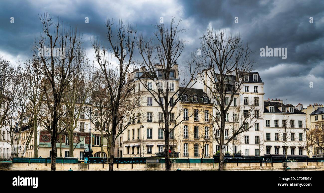 Paris. Fassaden von Gebäuden am seine-Ufer. Ile de France. Frankreich Stockfoto