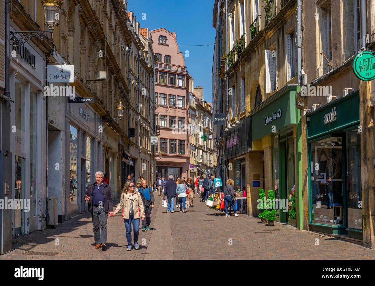 Rue de la Tete d'Or, Metz, Moseltal, Moselle, Grand Est, Elsace-Champagne-Ardenne-Lorraine, Frankreich Stockfoto