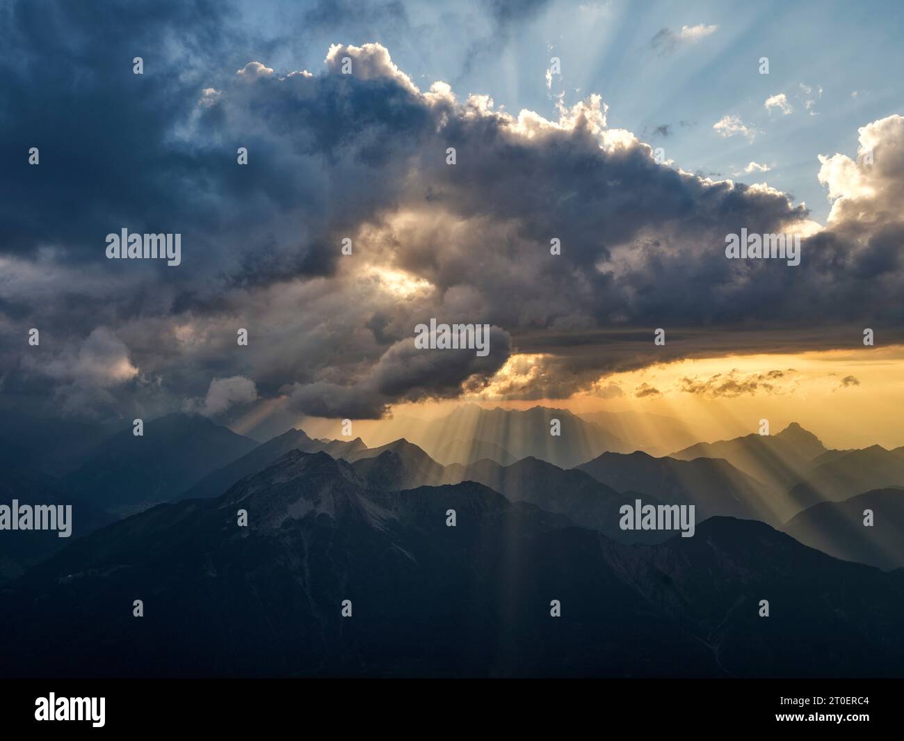 Sommerabend auf der Zugspitze Stockfoto