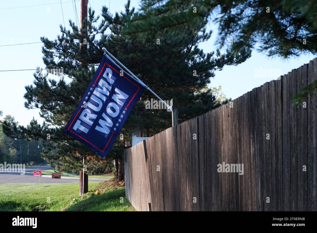 Trump gewann die Flagge in Burton Michigan USA Stockfoto