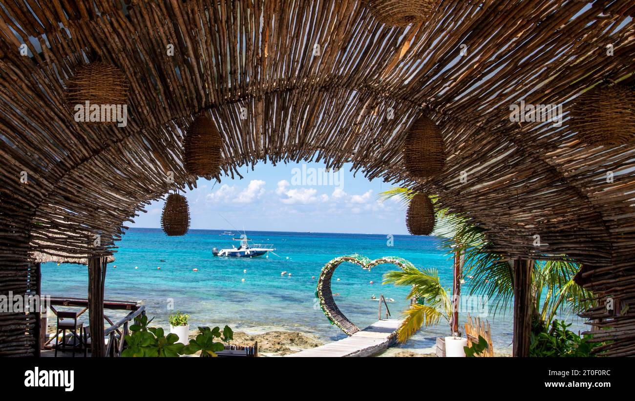 Wunderschöne Strandlandschaft in Cozumel, Mexiko Stockfoto