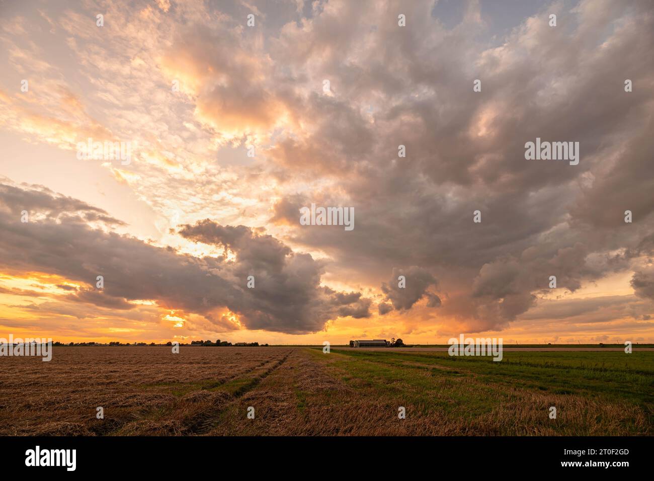 Farbenfroher Sonnenaufgang über der Ebene Stockfoto
