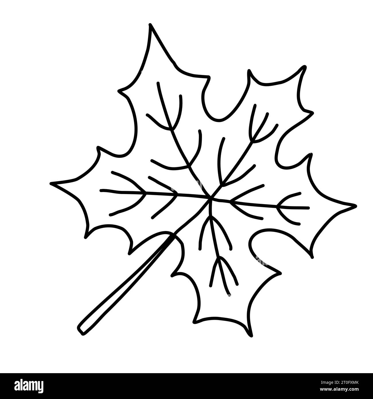 Ahornblatt, Herbst-Design-Element, Doodle-Stil flache Vektor-Umrissillustration für Kinder Malbuch Stock Vektor