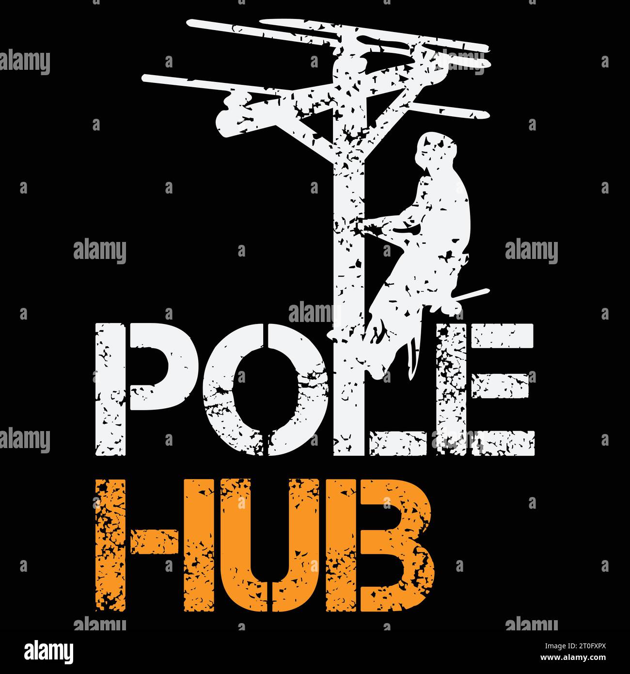 Pole Hub Lineman T-Shirt Funny Utility Pole Worker Stock Vektor