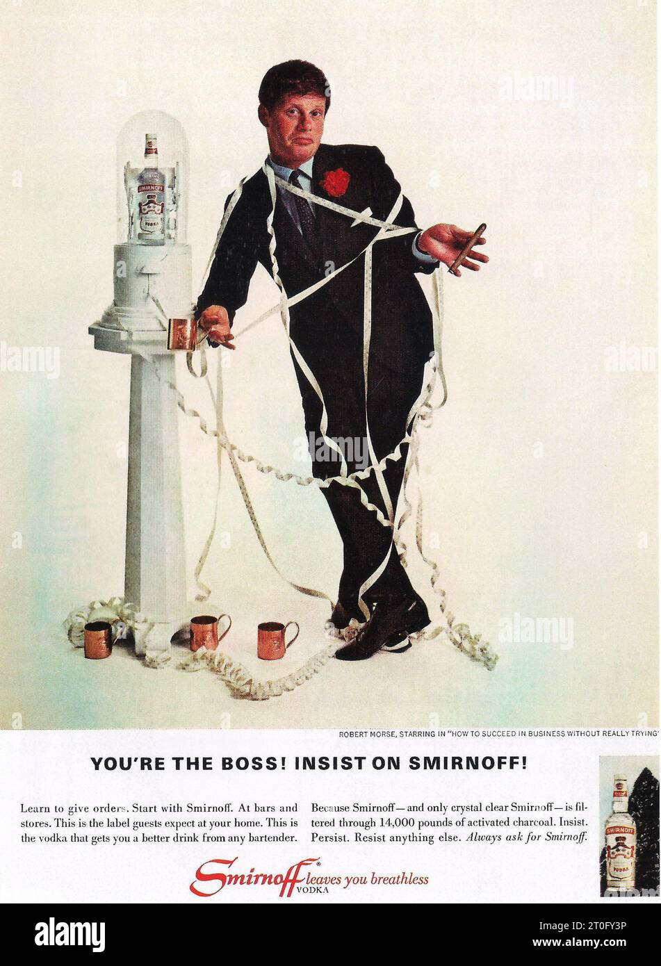 1967 Smirnoff Wodka Ad. Smirnoff l;Eaves you atemlose Kampagne Stockfoto