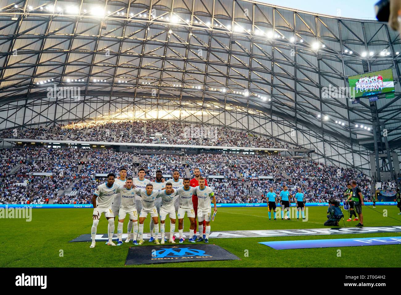 Marseille, Marseille. Oktober 2023. Olympique Marseille spielte am 5. Oktober 2023 im Stade Velodrome in Marseille, Frankreich, während des UEFA Europa League-Spiels zwischen Olympique Marseille und Brighton Hove Albion, Gruppe B, DATE 2. (Foto: Bagu Blanco/PRESSINPHOTO) Credit: PRESSINPHOTO SPORTS AGENCY/Alamy Live News Stockfoto