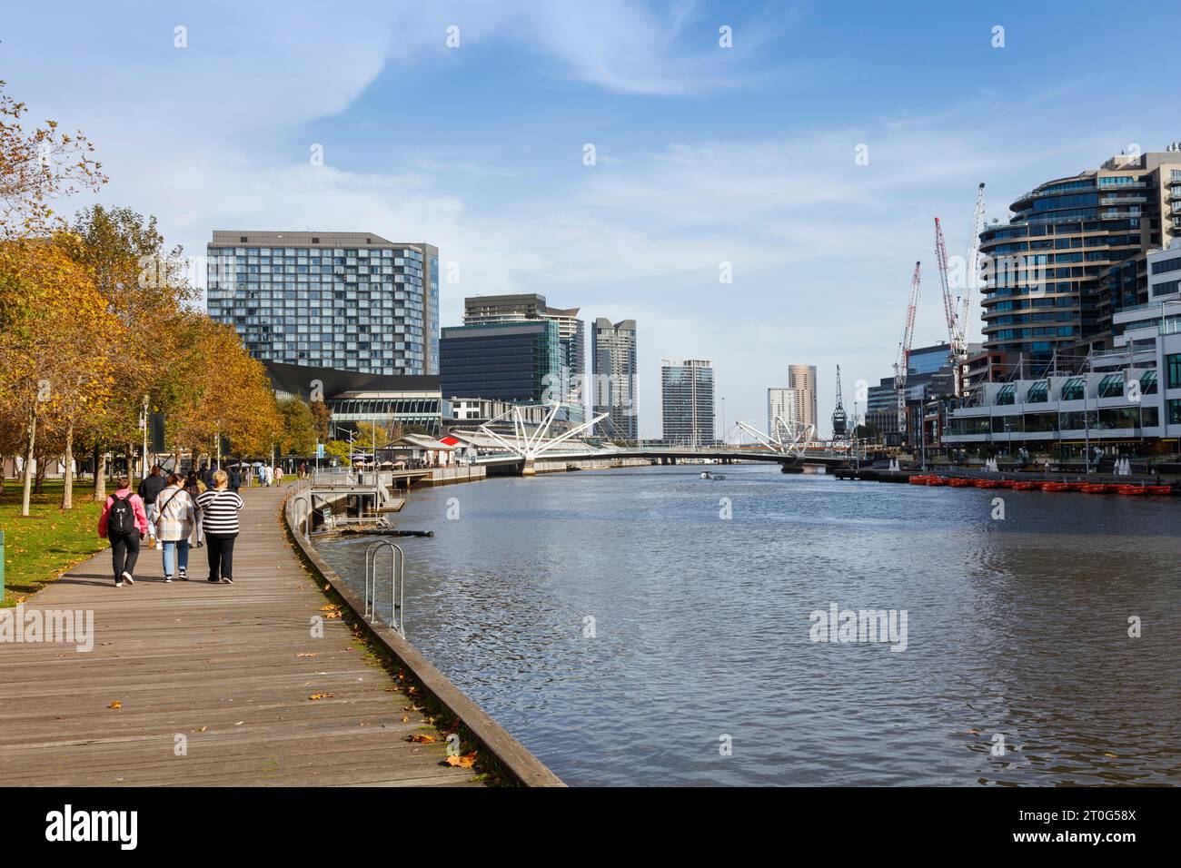 South Wharf Promenade am Yarra River Stockfoto