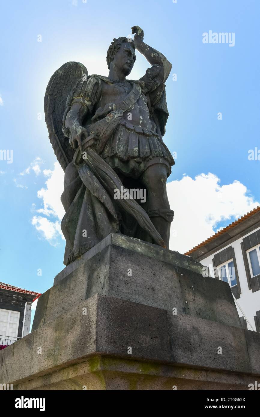 Erzengel St. Michael, Schutzpatron der Insel Sao Miguel in Ponta Delgada, Portugal. Stockfoto