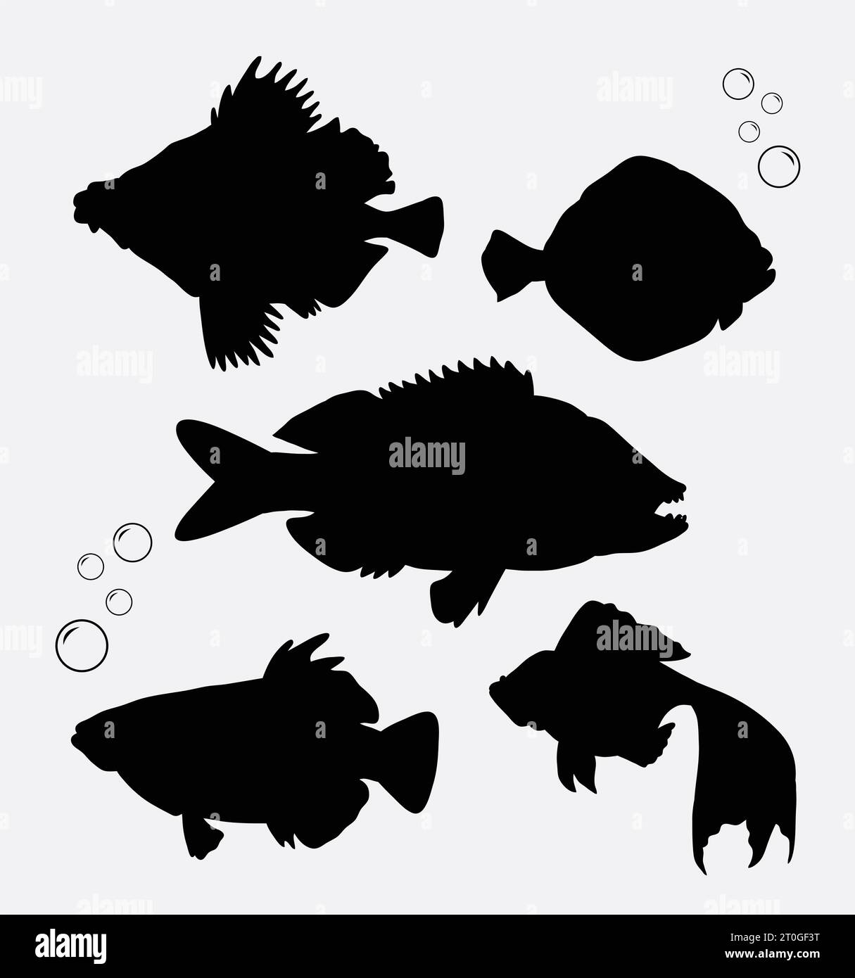 Fische schwimmen unter Wasser Silhouette Stock Vektor