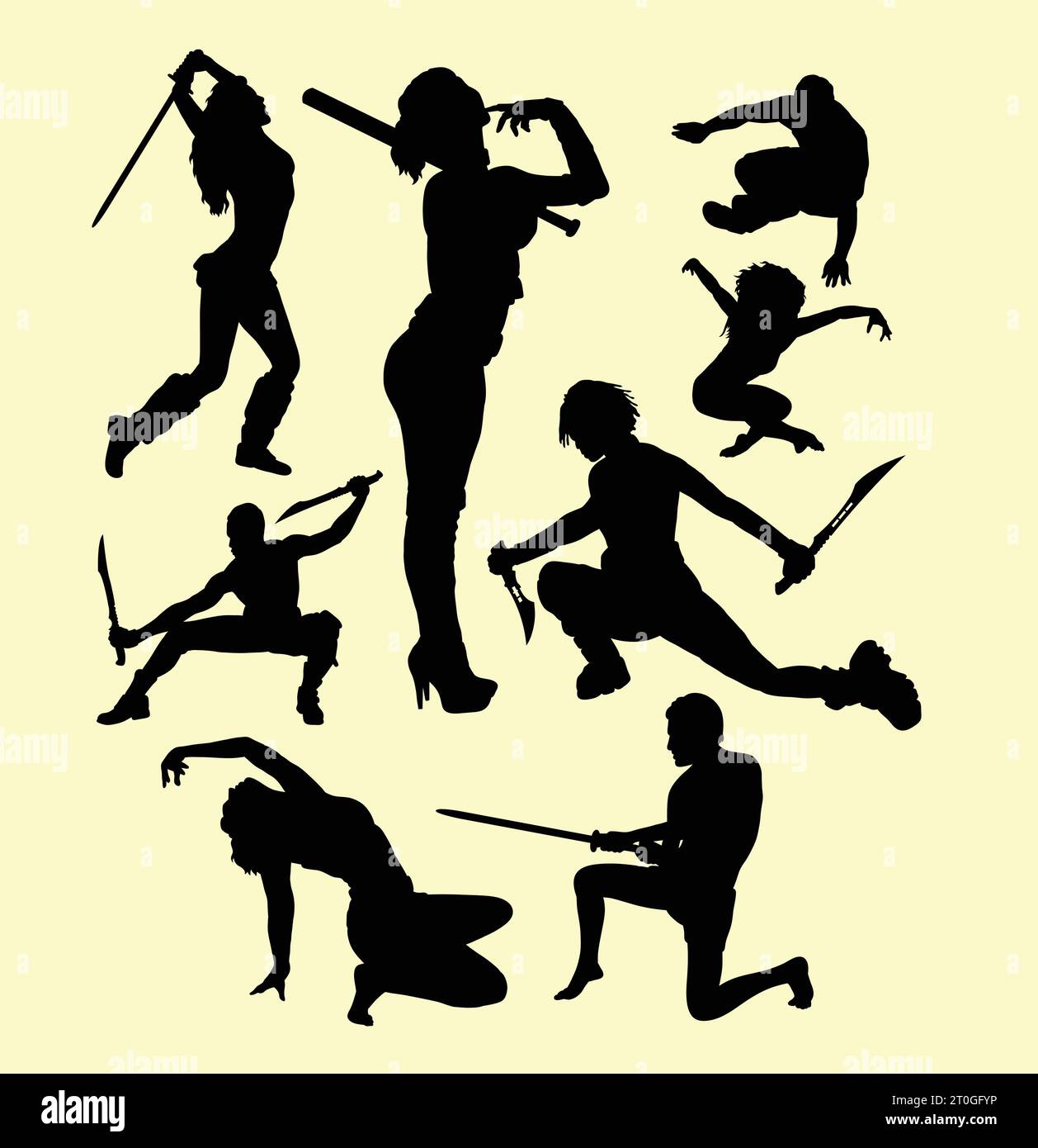 Martial Arts Performance Sport Silhouette Stock Vektor