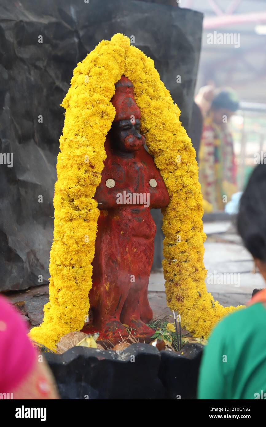 Steinbild des Hindugottes Hanuman Stockfoto