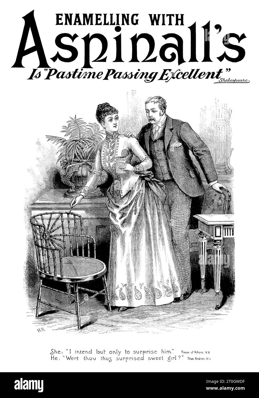 1889 britische Werbung für Aspinalls Emailfarbe. Stockfoto