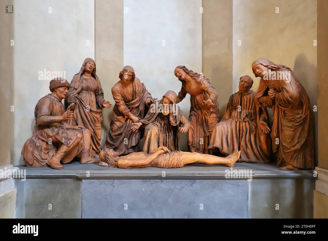 Modena, Emilia Romagna, Italien, Kirche San Giovanni, Gruppe von Terrakotta-Skulpturen mit dem Toten Christus von Guido Mazzoni, 1477 Stockfoto