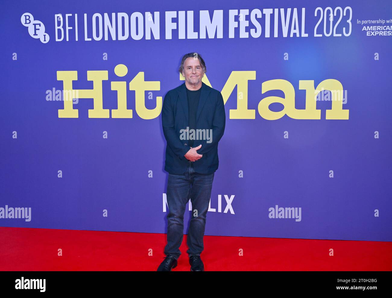 London, UK, 06. Oktober 2023. Richard Linklater, Direktor. Roter Teppich erscheint für die Vorstellung von „Hit man“ im Southbank Centre, Royal Festival Hall während des BFI London Film Festival in London, Großbritannien. Stockfoto