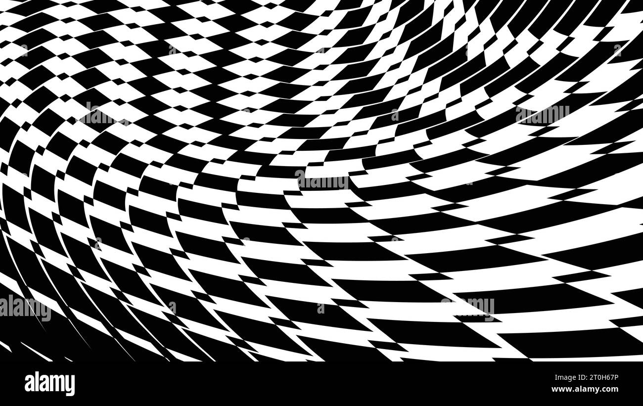 Lebendige und faszinierende 3D abstrakte psychedelische karierte Muster optische Illusion Hintergrund Design Vektor mit dynamischen Farben Stock Vektor