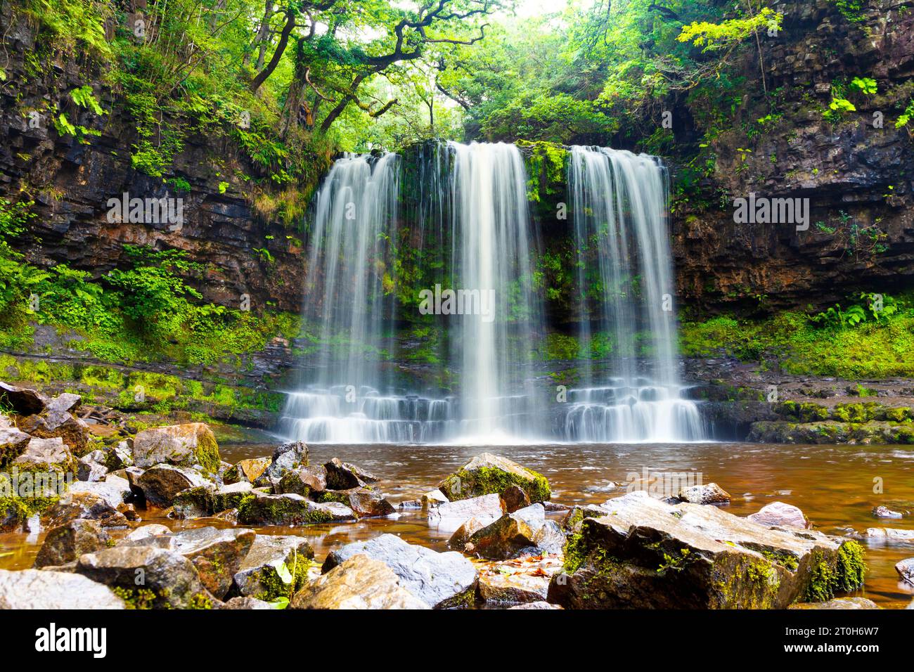 Sgwd Yr Eira Waterfall, Four Waterfalls Walk, Brecon Beacons National Park, Wales, Großbritannien Stockfoto