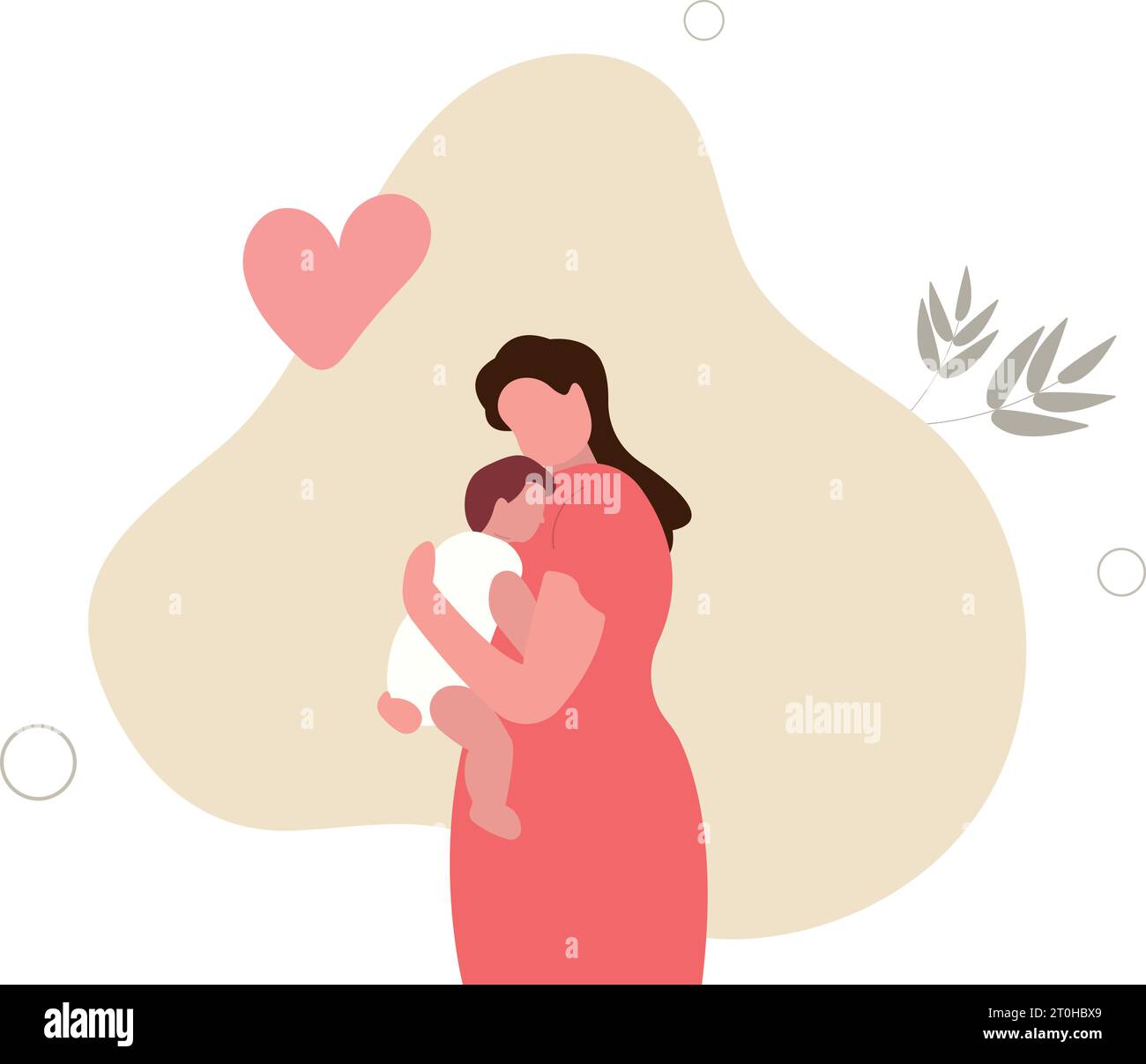 Mutter mit einem Baby in den Armen. Gewünschtes Kind, Mutterschaft und Kindheit. Flache Vektor-Illustration Stock Vektor