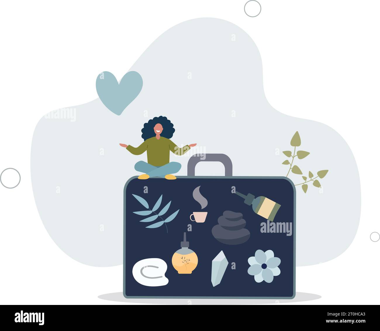 Wellness-Tourismus und Reisen für Gesundheit und Entspannung.Urlaub zu SPA Dienstleistungen, Aromatherapie oder alternative Medizin Praxis.flache Vektor-Illust Stock Vektor