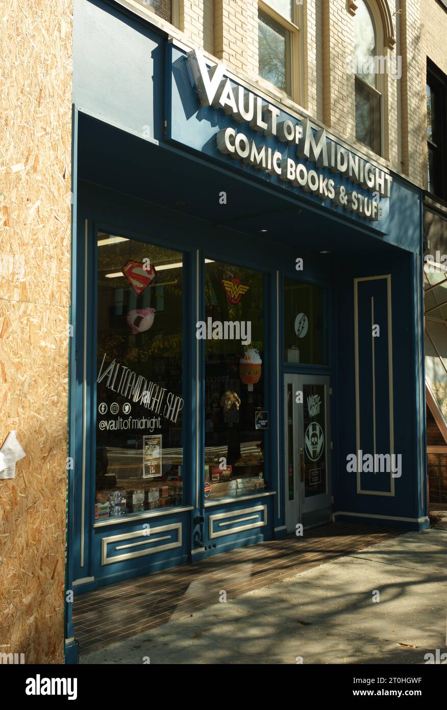 Außenansicht des Vault of Midnight Comic Store in Ann Arbor, Michigan Stockfoto