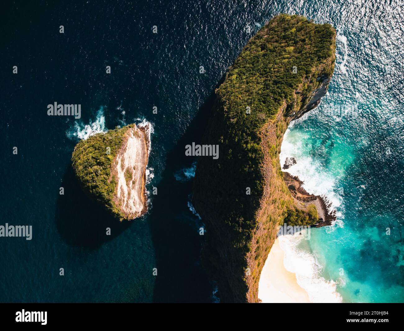 Kelingking Beach mit Drohne Stockfoto