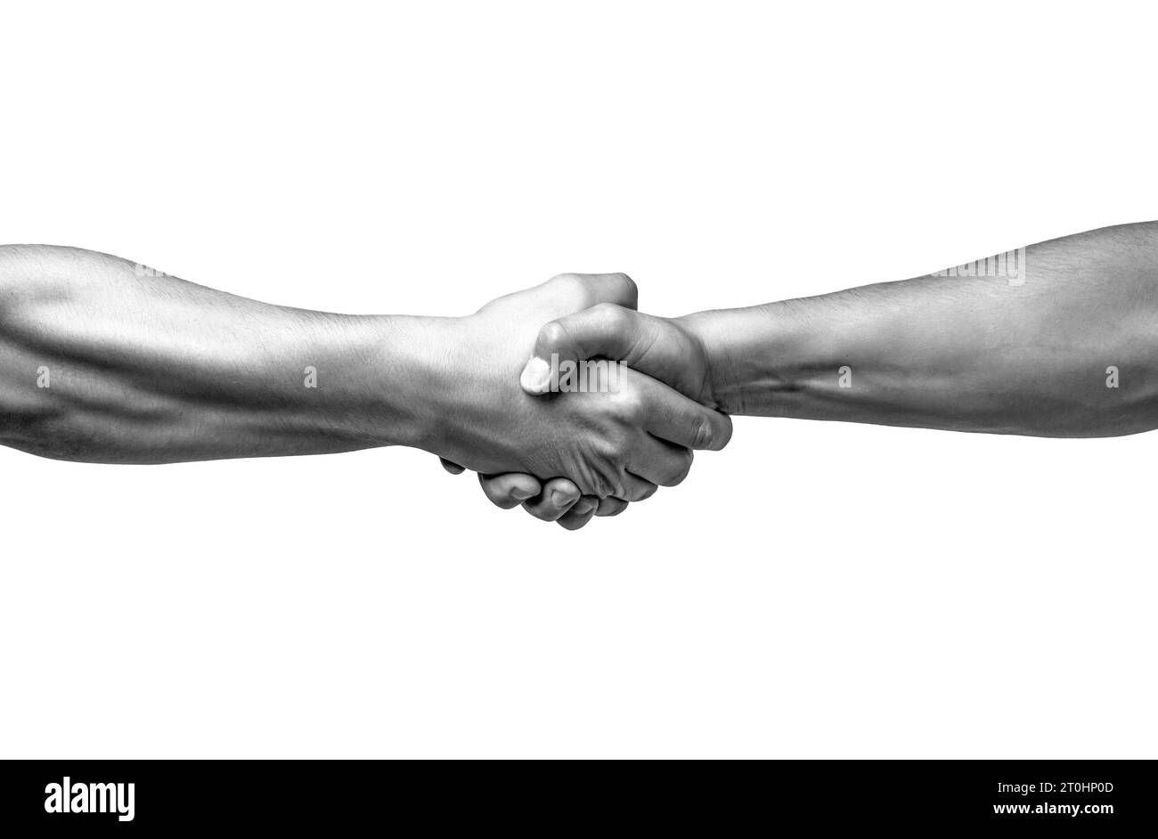 Freundliche Handshake, Freundschaftsgrüße, Teamarbeit, Freundschaft. Rettung, helfende Geste oder Hände. Zwei Hände, helfende Arm eines Freundes, Teamarbeit. Helfen Stockfoto