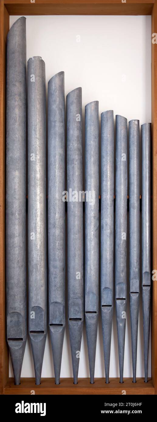 Orgelpfeifen, Orgelmuseum Borgentreich, Landkreis Höxter, Nordrhein-Westfalen, Deutschland, Europa Stockfoto