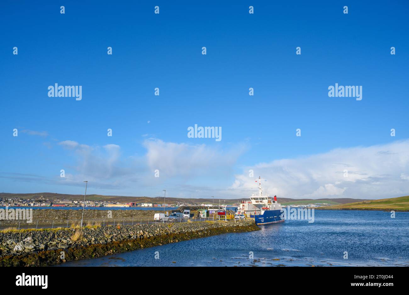 Die Bressay-Lerwick Fähre im Hafen von Bressay, Shetland, Schottland, Großbritannien Stockfoto