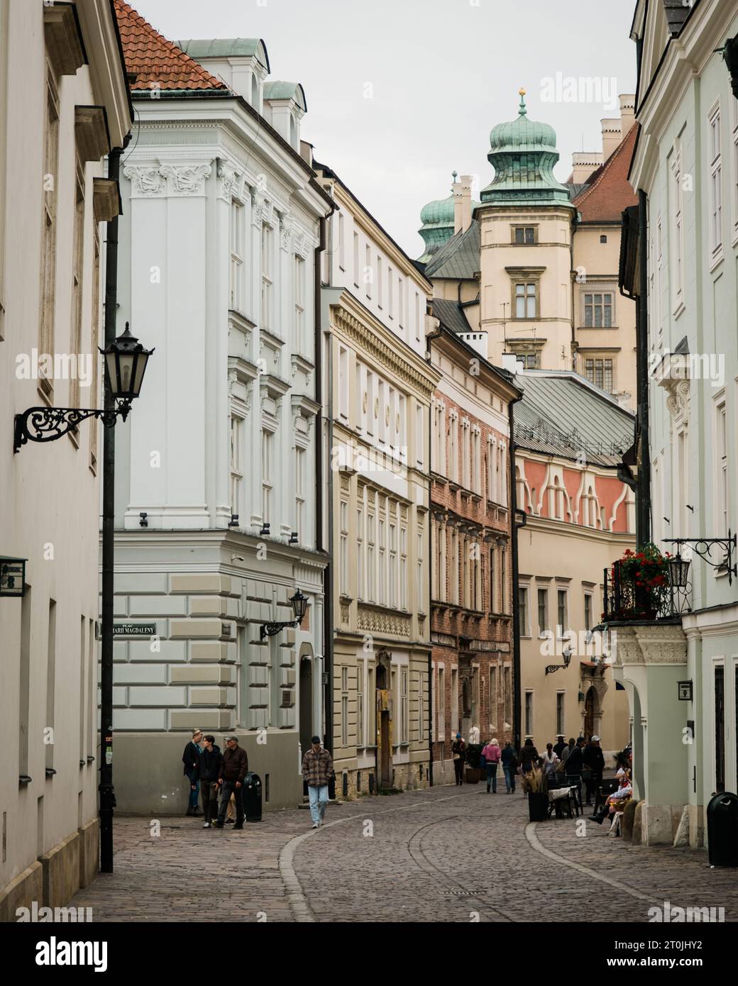 Historische Straßenszenen in der Altstadt, Kraków, Polen Stockfoto