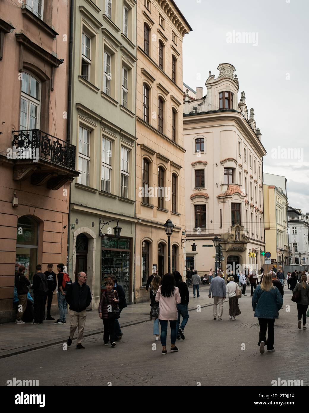 Historische Straßenszenen in der Altstadt, Kraków, Polen Stockfoto