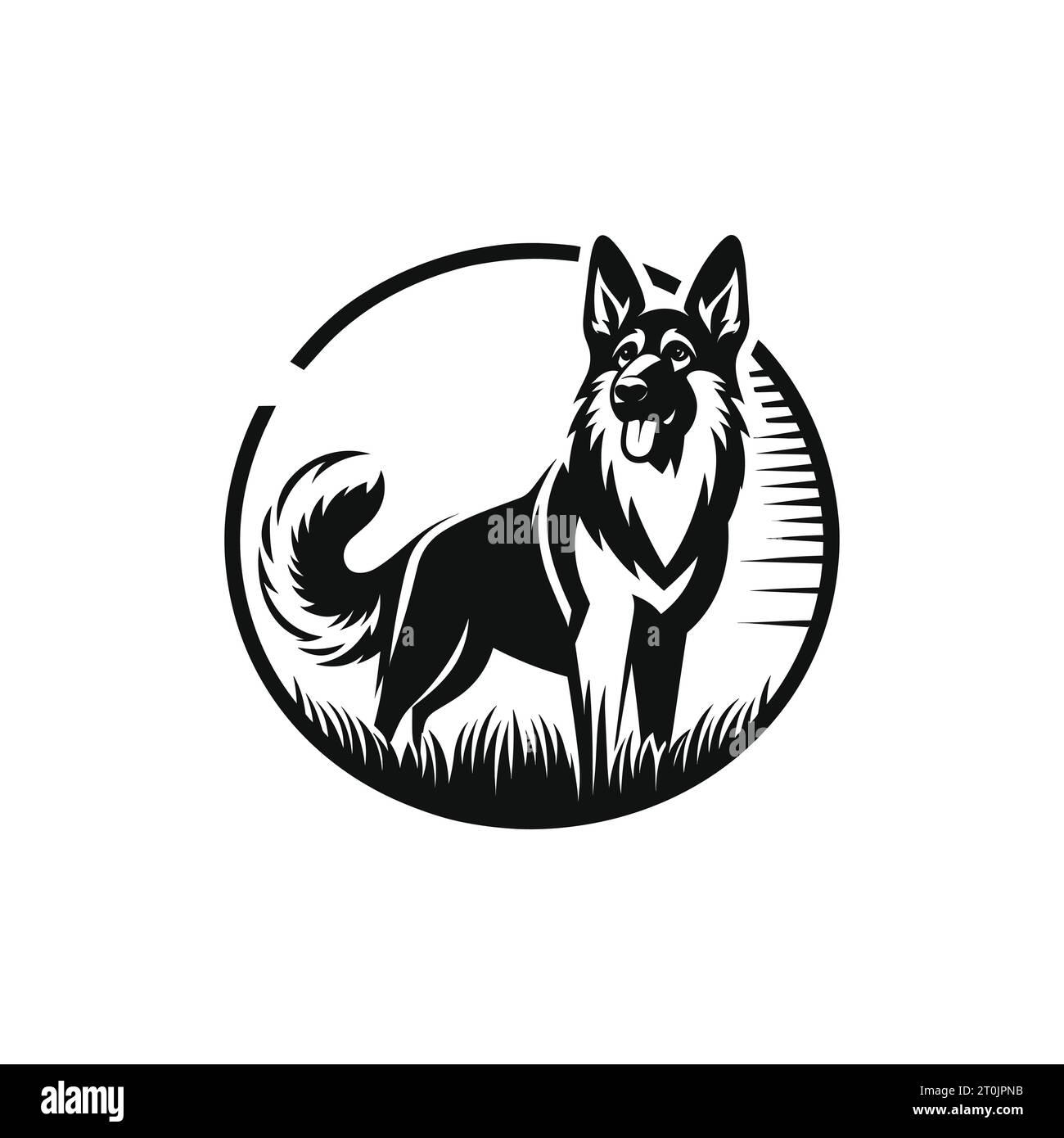 Logo Des Deutschen Schäferhundes. Silhouette der Vektorabbildung auf weißem Hintergrund isoliert Stock Vektor