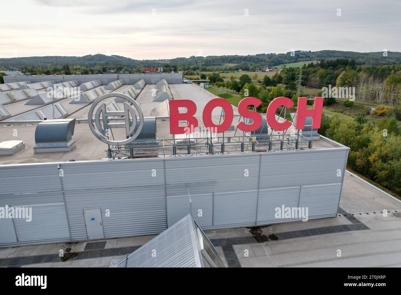 Jihlava, Tschechische republik - 12. September 2023: Logo von BOSCH Diesel Jihlava, Produktionswerk für Common Rail-Injektoren, Pavov-Werk, Tschechische republik Stockfoto