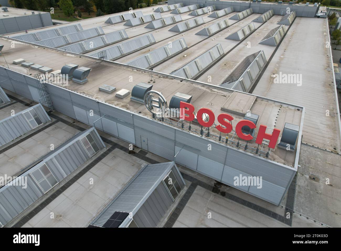 Jihlava, Tschechische republik - 12. September 2023: Logo von BOSCH Diesel Jihlava, Produktionswerk für Common Rail-Injektoren, Pavov-Werk, Tschechische republik Stockfoto