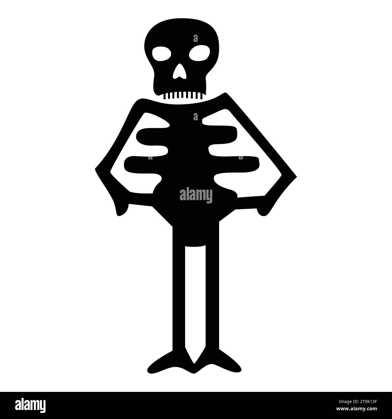Lernen Sie unsere urkomische Halloween Skelett-Ikone kennen. Füge deinen gruseligen Festlichkeiten eine Prickelgabe Humor hinzu. Stock Vektor