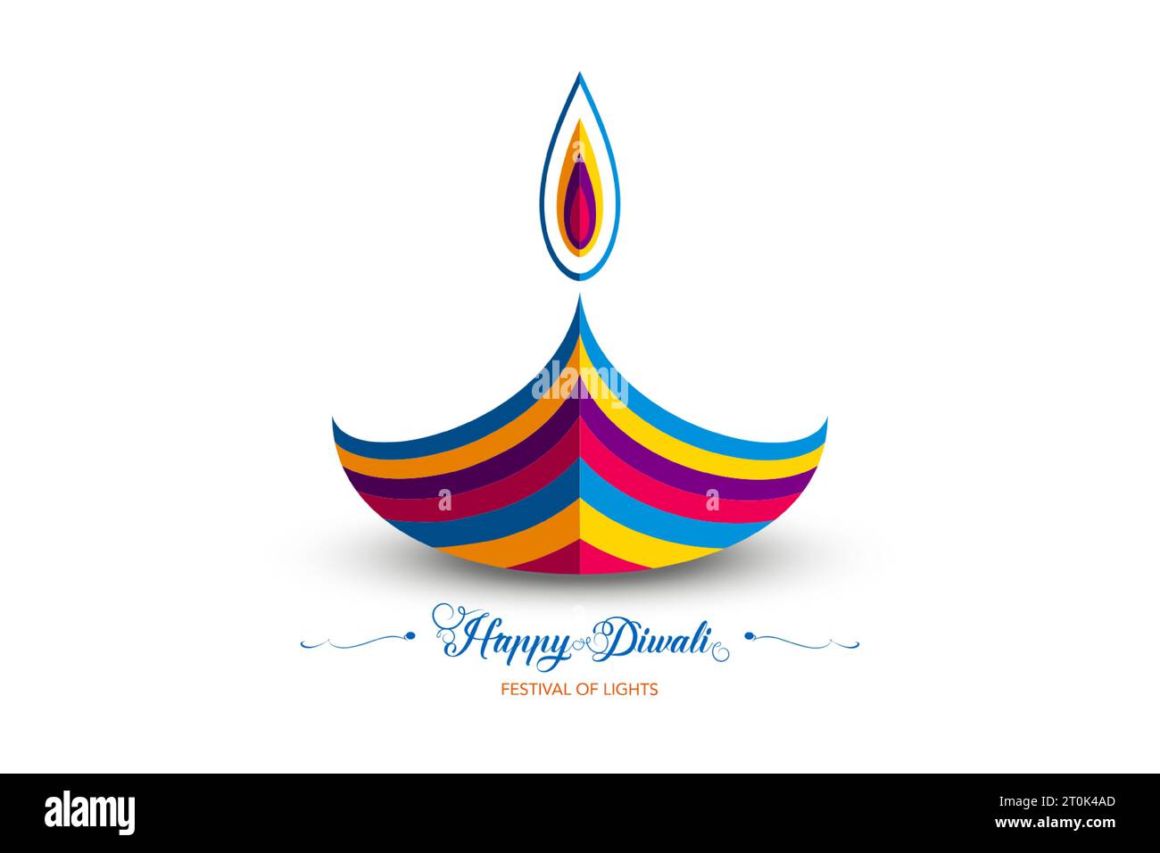 Happy Diwali Festival of Lights India Celebration Bunte Logo-Vorlage. Grafisches Bannerdesign der indischen Diya Oil Lamp, Papier geschnitten Design Stock Vektor