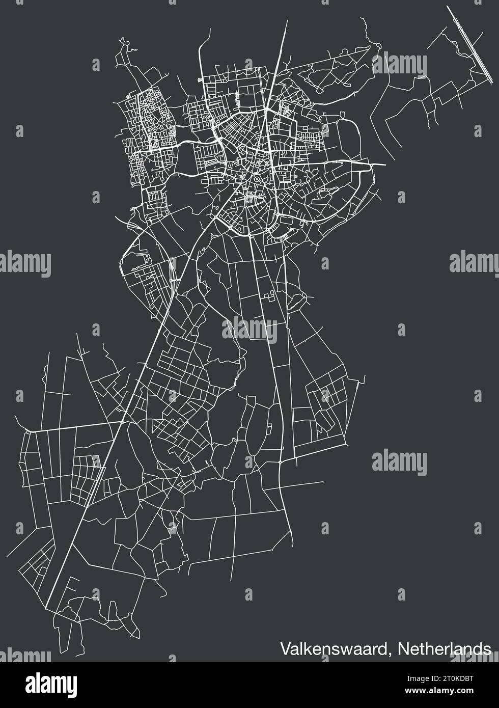 Straßenkarte von VALKENSWAARD, NIEDERLANDE Stock Vektor