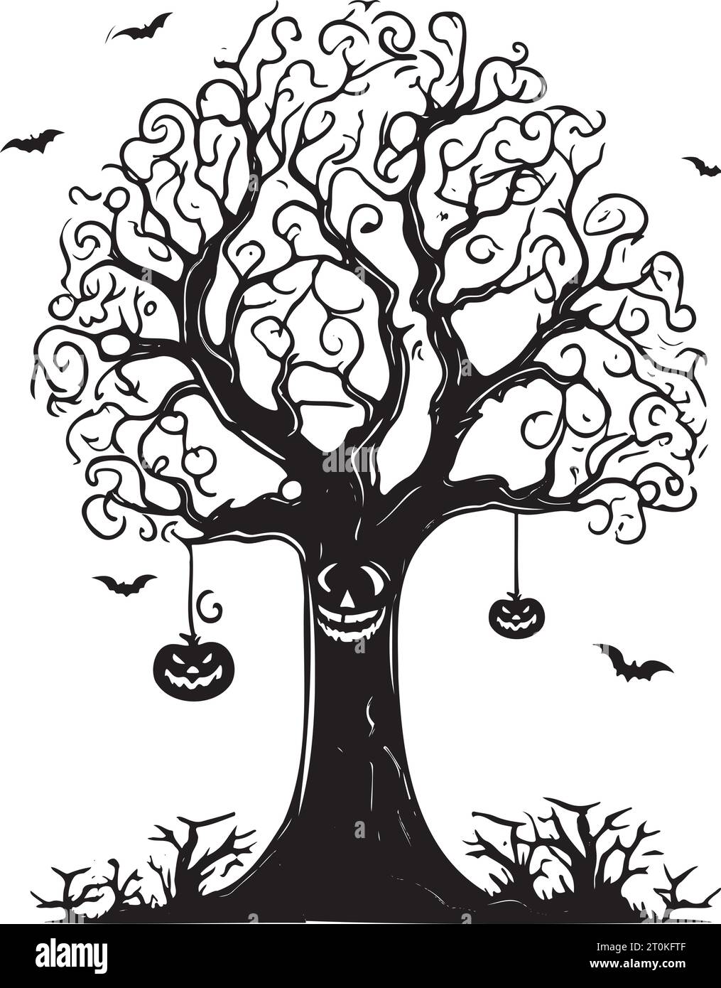 Halloween Baum Schwarz Illustration Vektor Stock Vektor