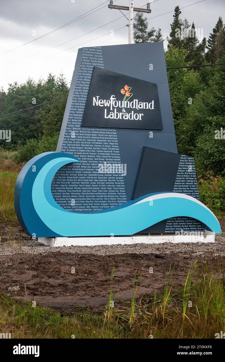 Willkommen in der Provinz Neufundland & Labrador in Deer Lake, Neufundland & Labrador, Kanada Stockfoto