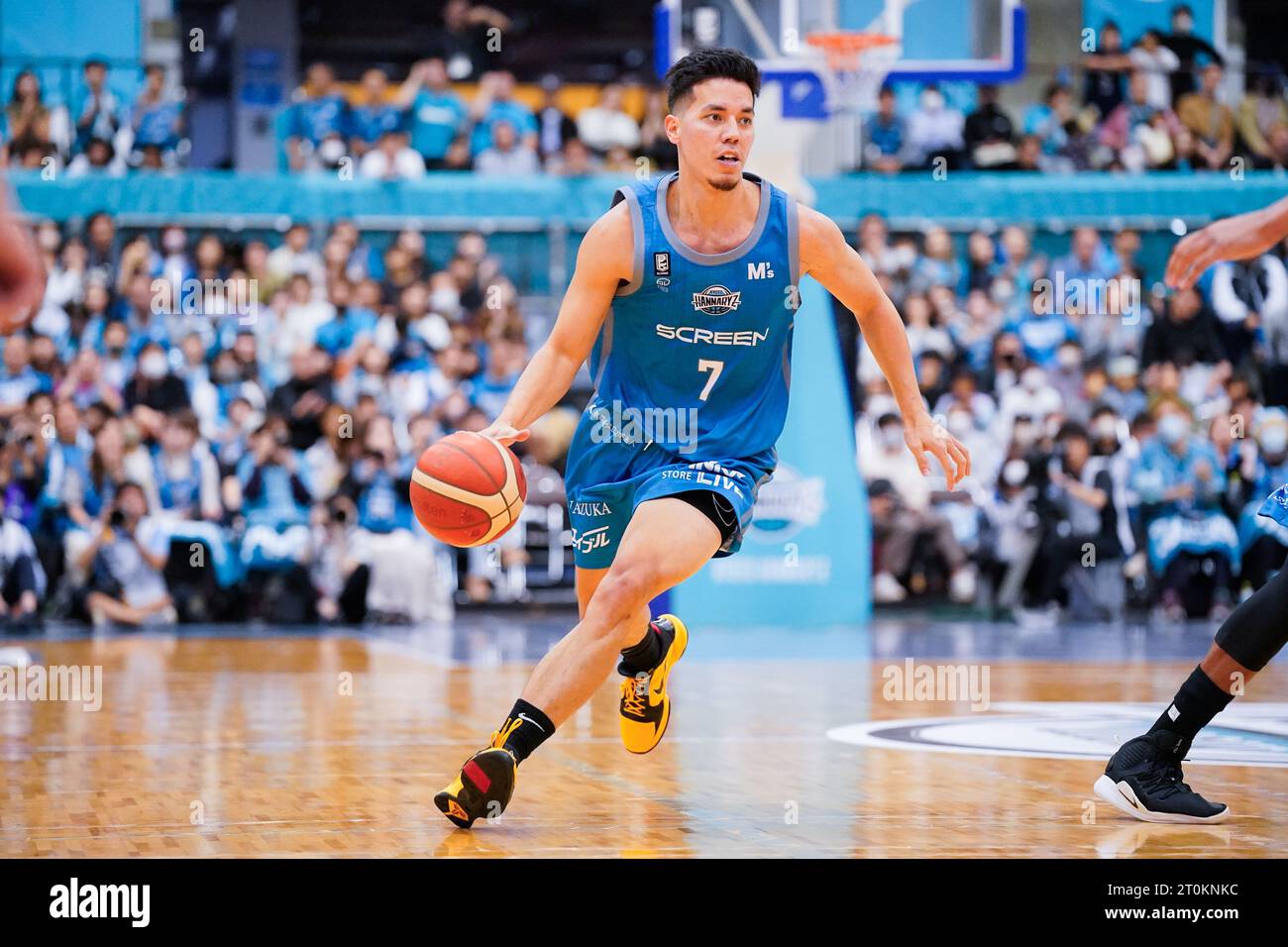 Matthew Wright (Hannaryz), 7. OKTOBER 2023 - Basketball: 2023-24 B. LIGA B1 Spiel zwischen Kyoto Hannaryz und Yokohama B-Corsairs in der Kataoka Arena Kyoto in Kyoto, Japan. Quelle: SportsPressJP/AFLO/Alamy Live News Stockfoto